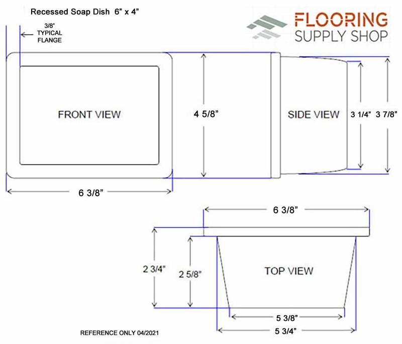 Recessed Soap Dish Porcelain 6 x 4 - Black Glossy