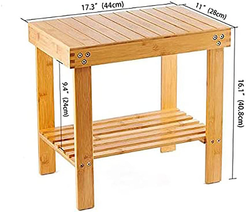 Bamboo Rectangle Deluxe Spa Bench with Storage Shelf 17