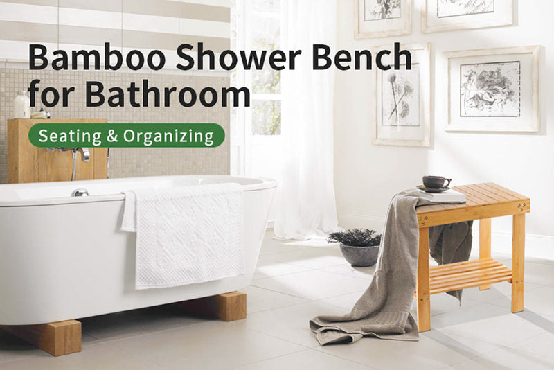 Bamboo Rectangle Deluxe Spa Bench with Storage Shelf 17