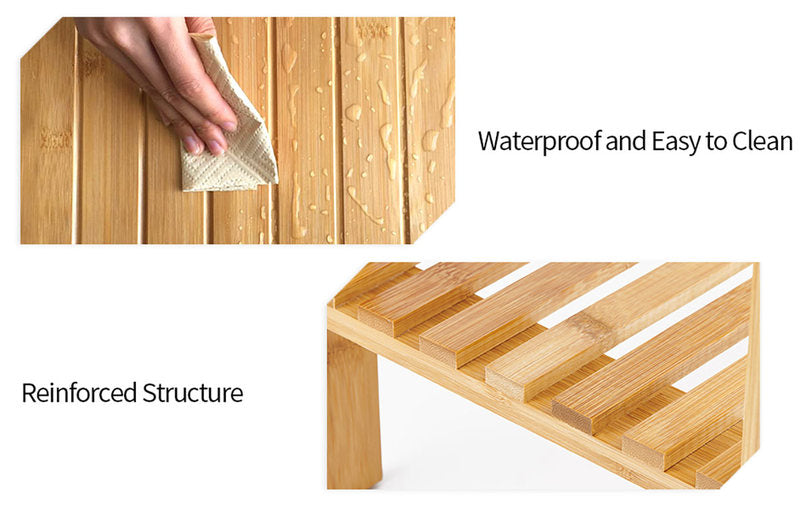 Bamboo Rectangle Deluxe Spa Bench with Storage Shelf 17