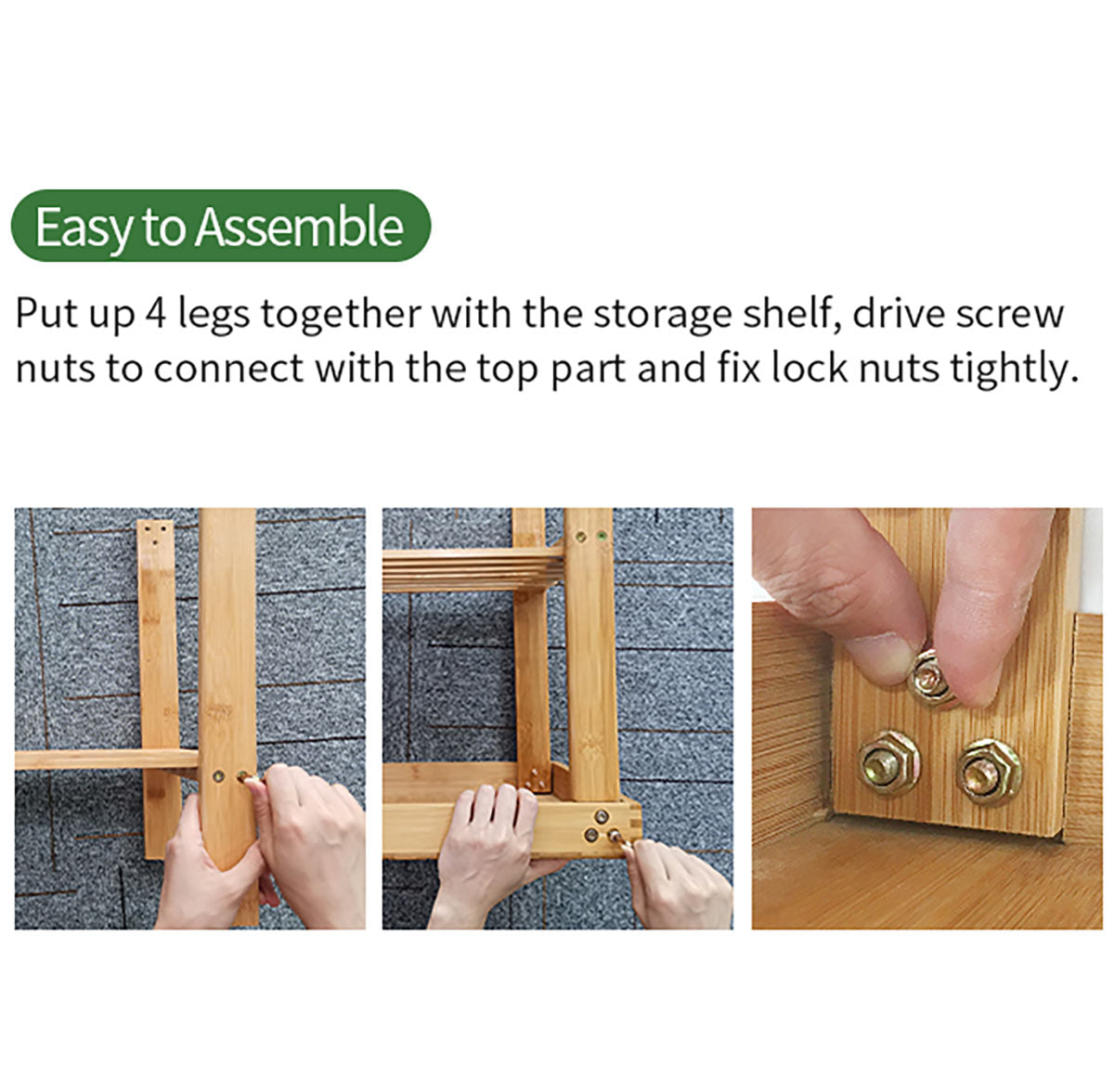 Bamboo Rectangle Deluxe Spa Bench with Storage Shelf 17