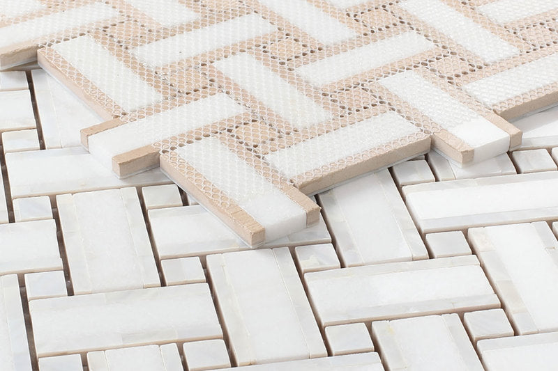 Tahitian Pearl - Thassos Marble Pinwheel  with White Pearl
