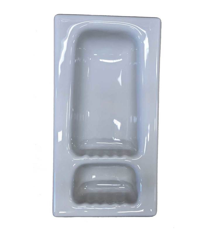 Recessed Shampoo Soap Porcelain Narrow Sterling Silver Glossy