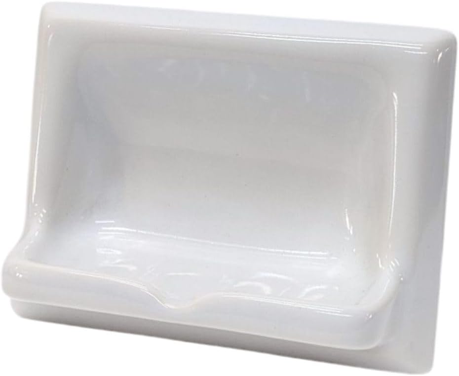 Ceramic Soap Dish Thin Set Installation Holder Shower Wall Mount Tray Bathroom