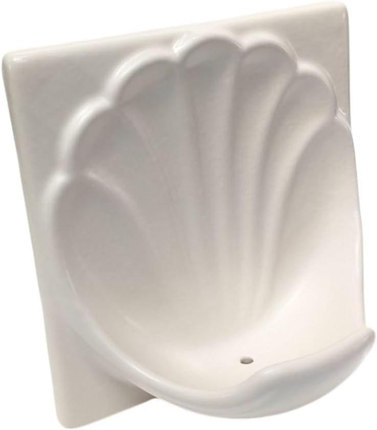 Ceramic Soap Dish Almond Matte Thin Set Installation Holder Shower Wall Mount Tray