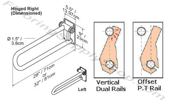 HealthCraft Bathroom Safety Rail - White 28 Right