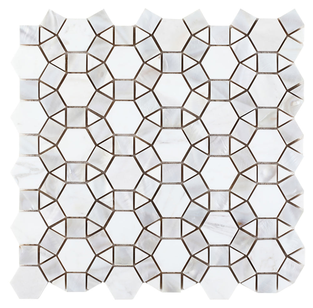 Tahitian Pearl - Carrara Marble Herringbone with White Pearl