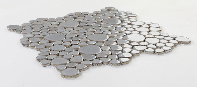 Mosaic Porcelain Tile Mancala Pebble Series - Grey