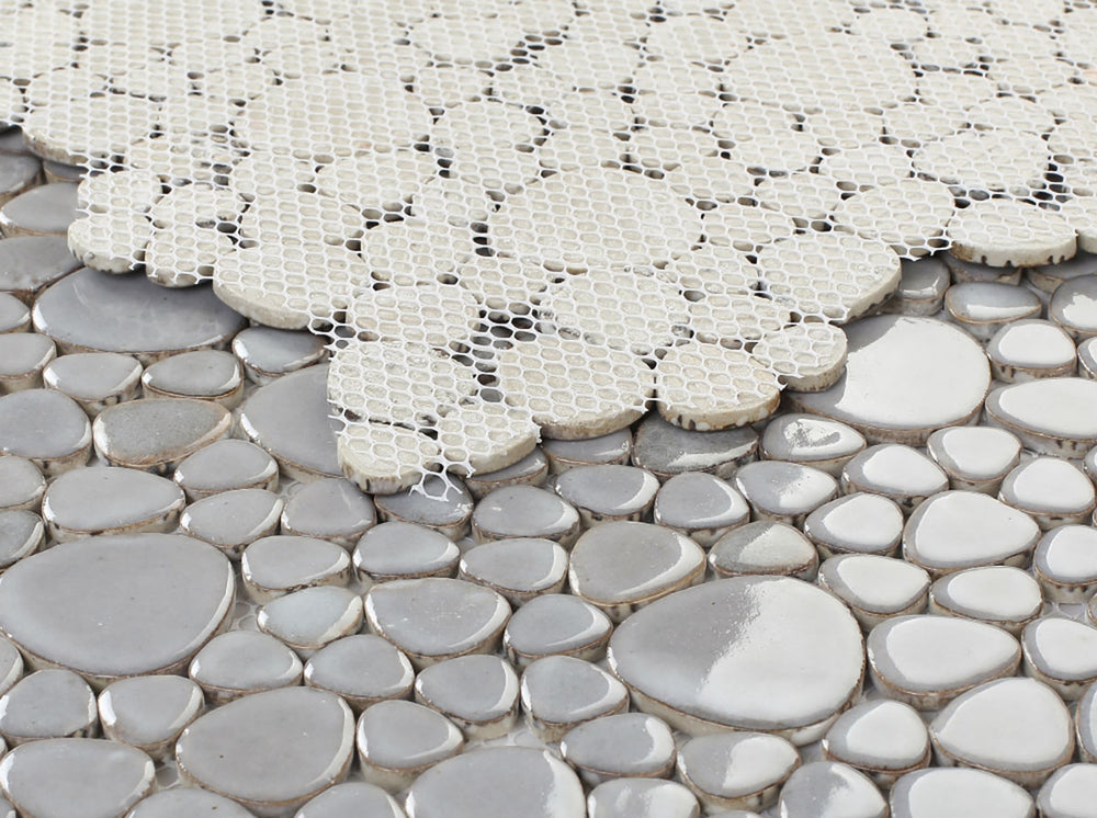 Mosaic Porcelain Tile Mancala Pebble Series - Grey