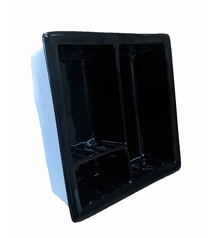 Recessed Shampoo Soap Porcelain 3 sections Black Glossy