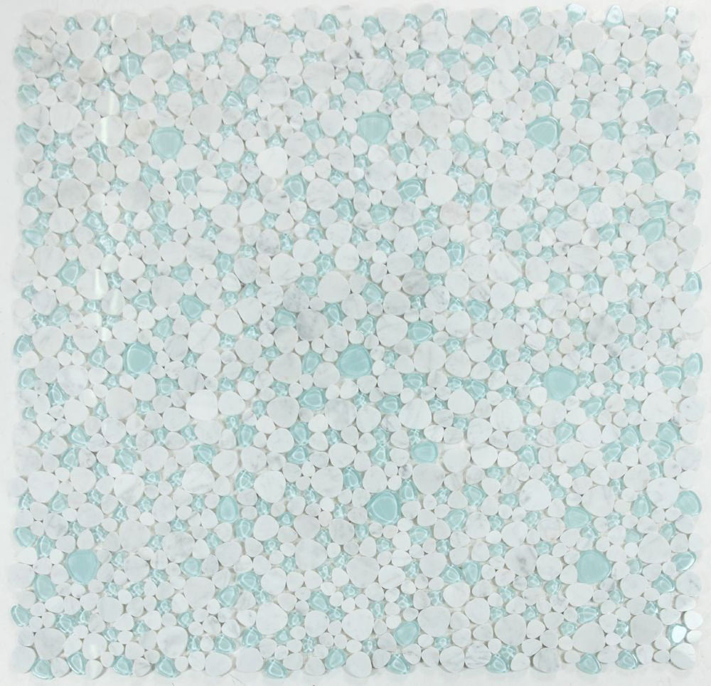 Mosaic Marble and Glass in Pebble look - Sea Blue