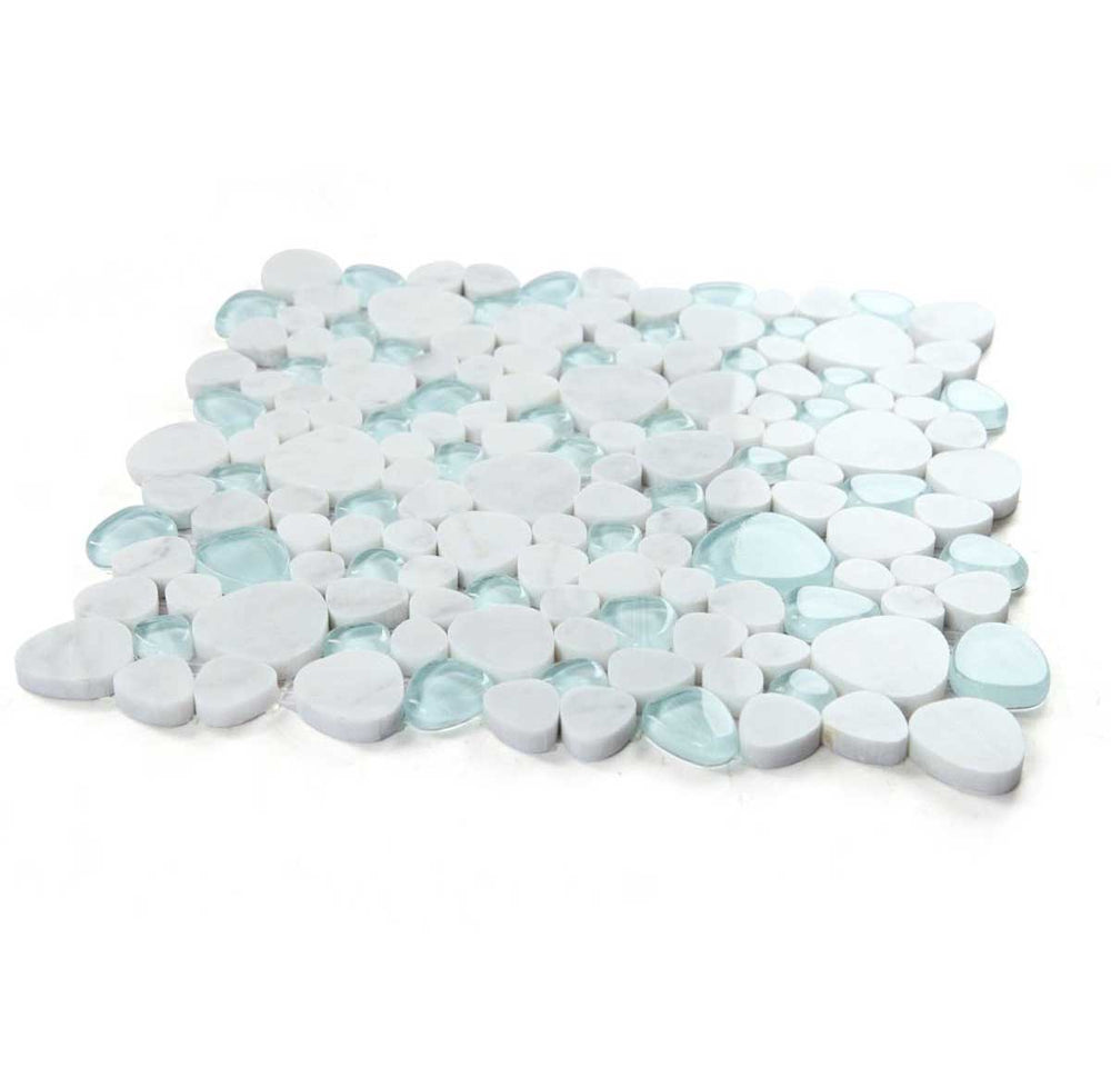 Mosaic Marble and Glass in Pebble look - Sea Blue