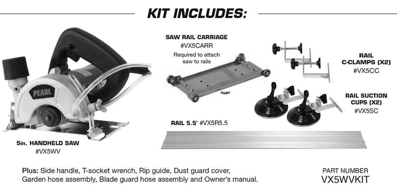 Pearl Abrasive 5 Portable Handheld Saw Wet or Dry - VX5WV