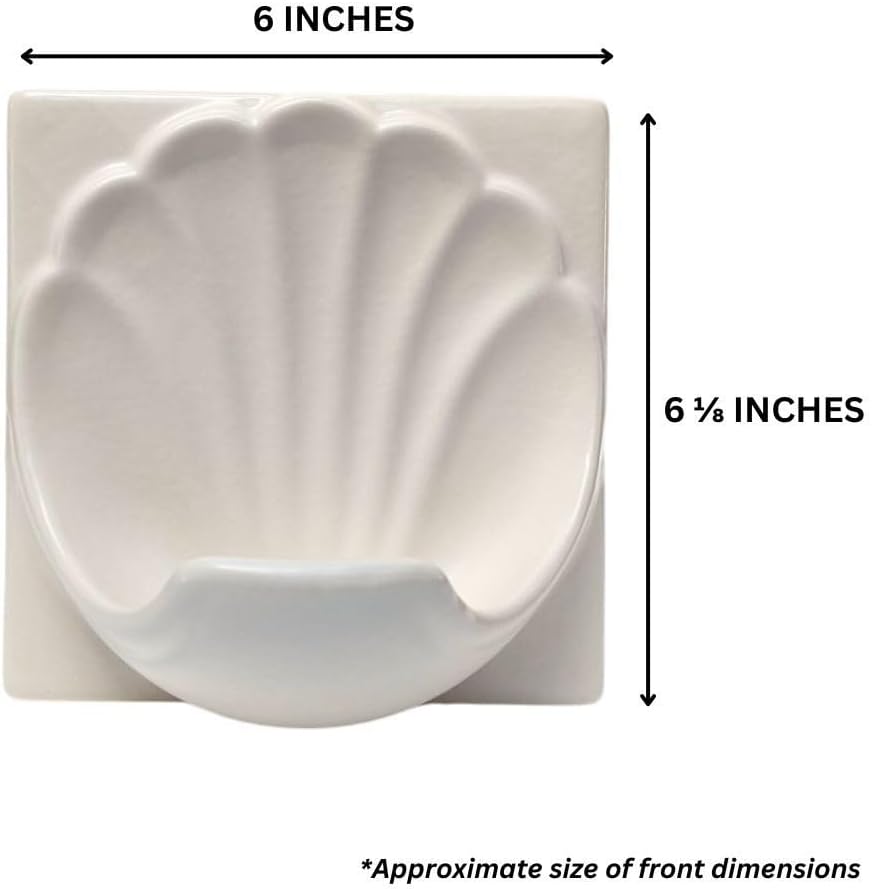 Ceramic Soap Dish Almond Matte Thin Set Installation Holder Shower Wall Mount Tray