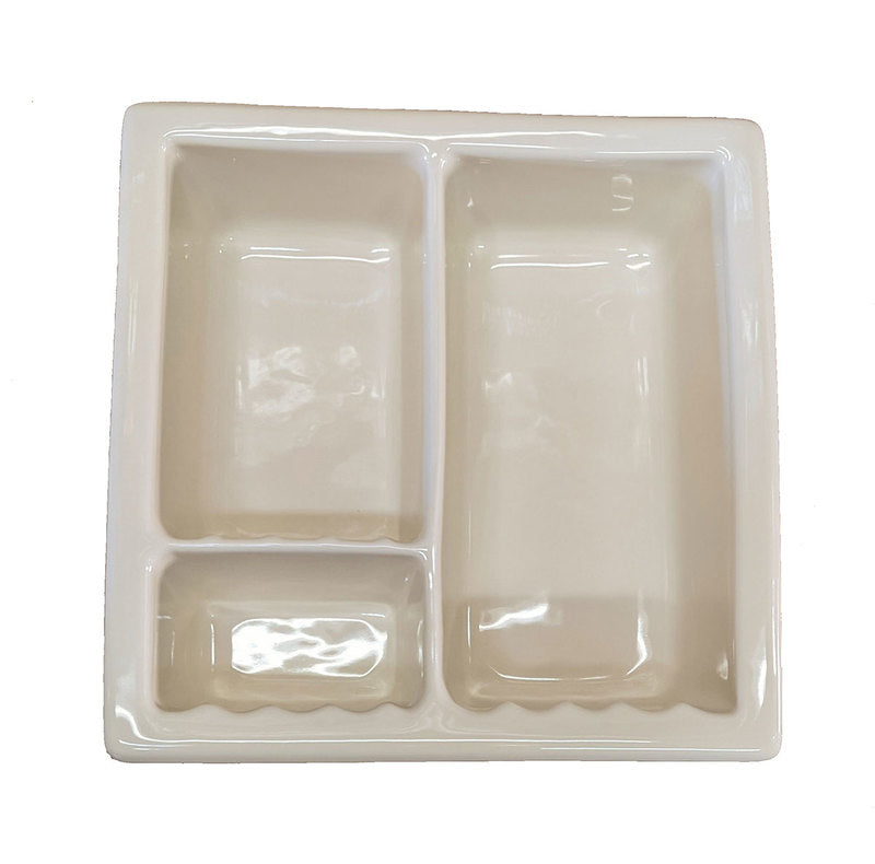 Recessed Shampoo Soap Porcelain 3 sections Biscuit Glossy