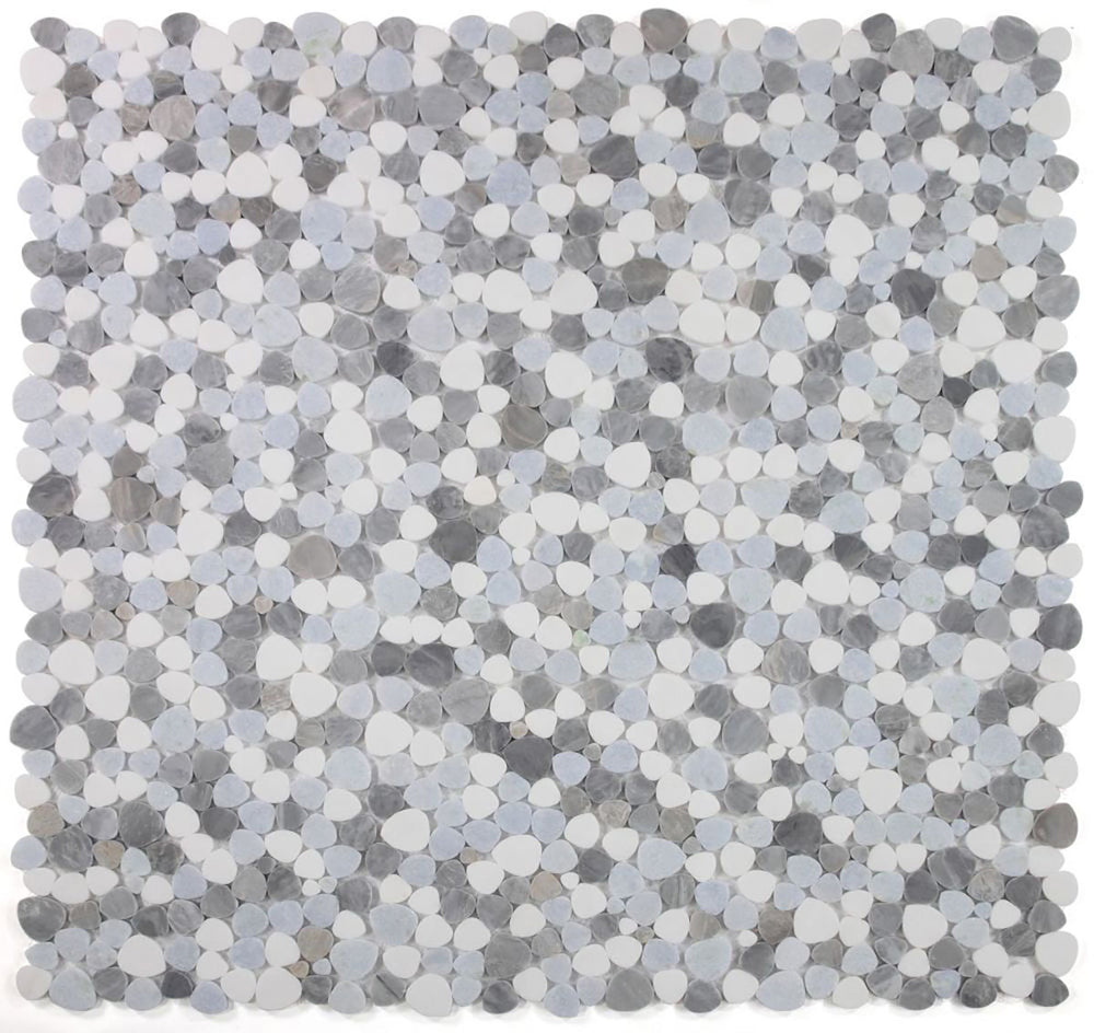 Marble Pebbles Mosaics Heart Shape - Blue Ocean