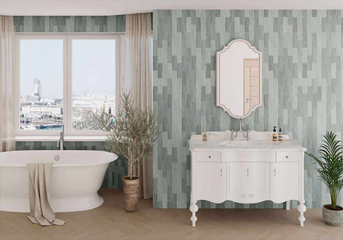 Alhambra Series Bullnose Ceramic Tile 1 x 12 - Menta