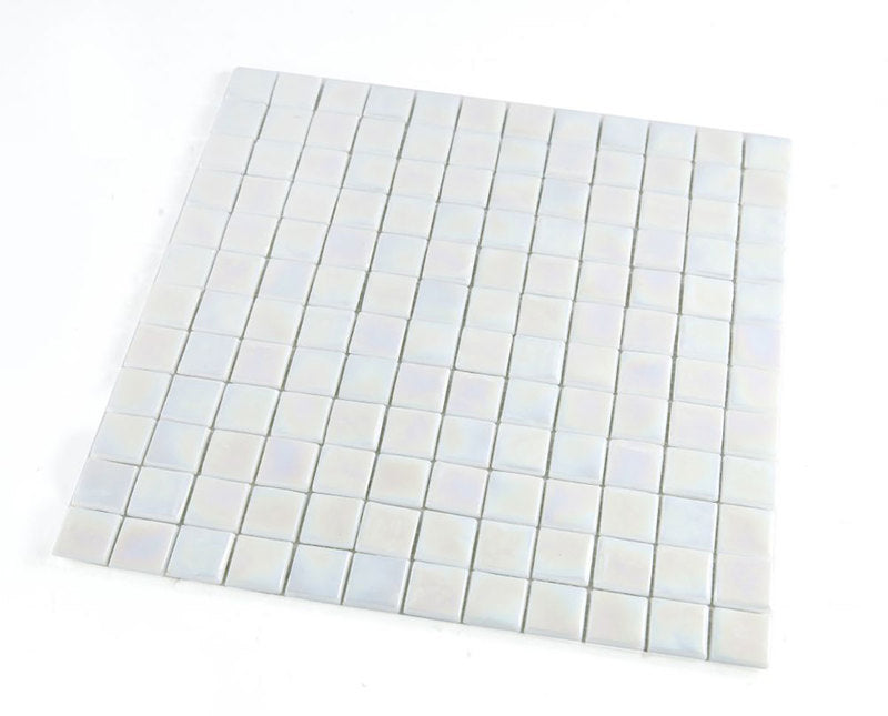 Mosaic Glass Tile Squares - White Pearl