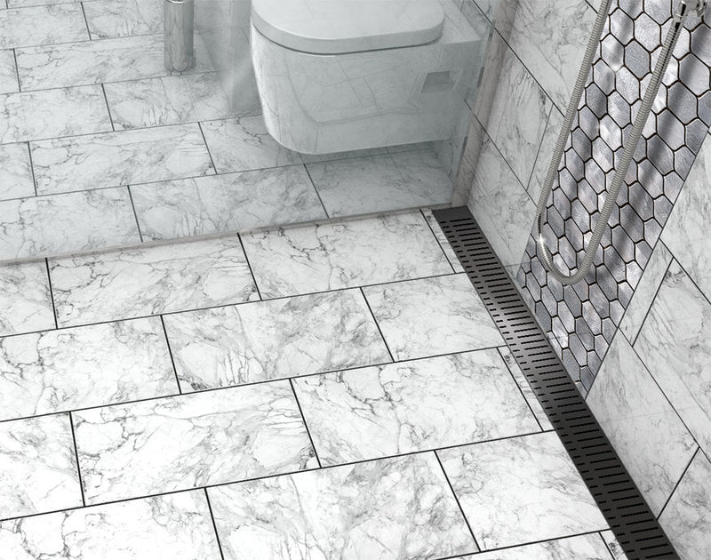 Quartz Linear Shower Drain Piano - Black Nickel