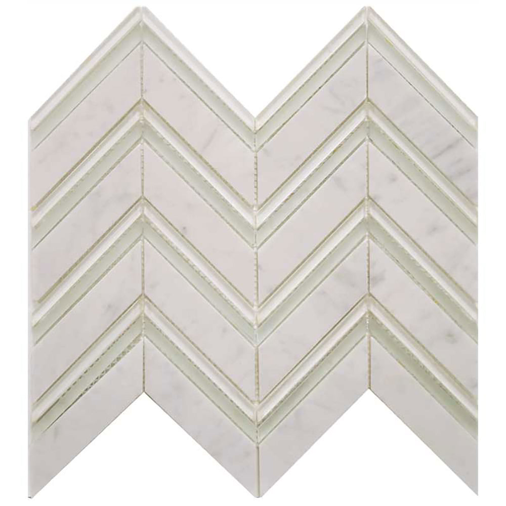 Chevron Carrara Honed and Glass - Carrera Blend