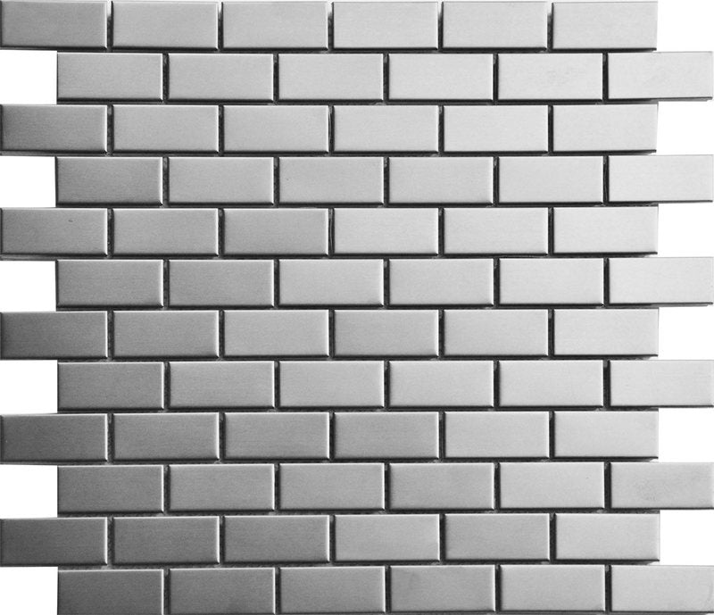 Mosaic Brick Stainless Steel Silver Brushed - 1  x 2
