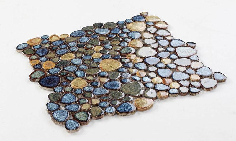 Mosaic Porcelain Tile Mancala Pebble Series - Butterfly