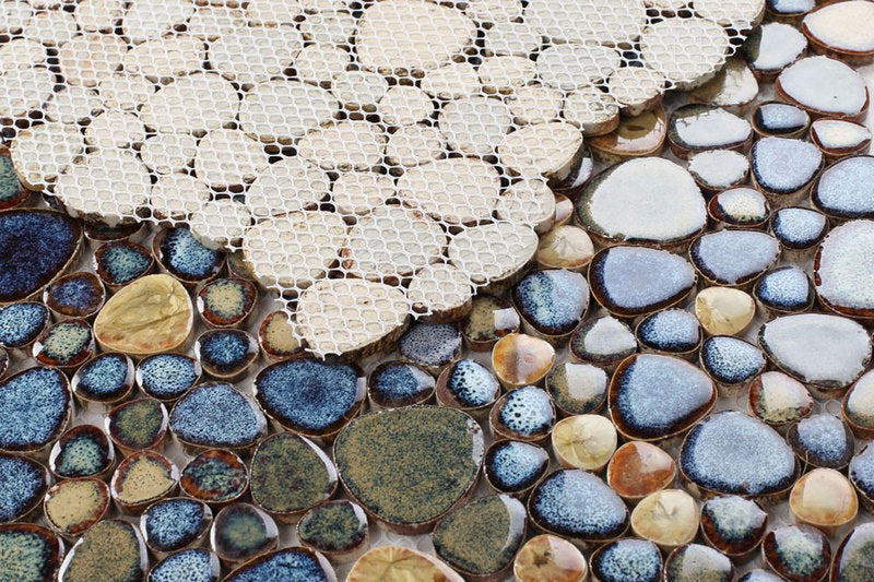 Mosaic Porcelain Tile Mancala Pebble Series - Butterfly