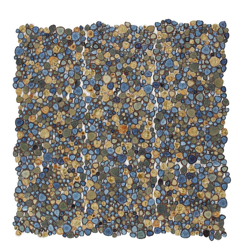Mosaic Porcelain Tile Mancala Pebble Series - Butterfly