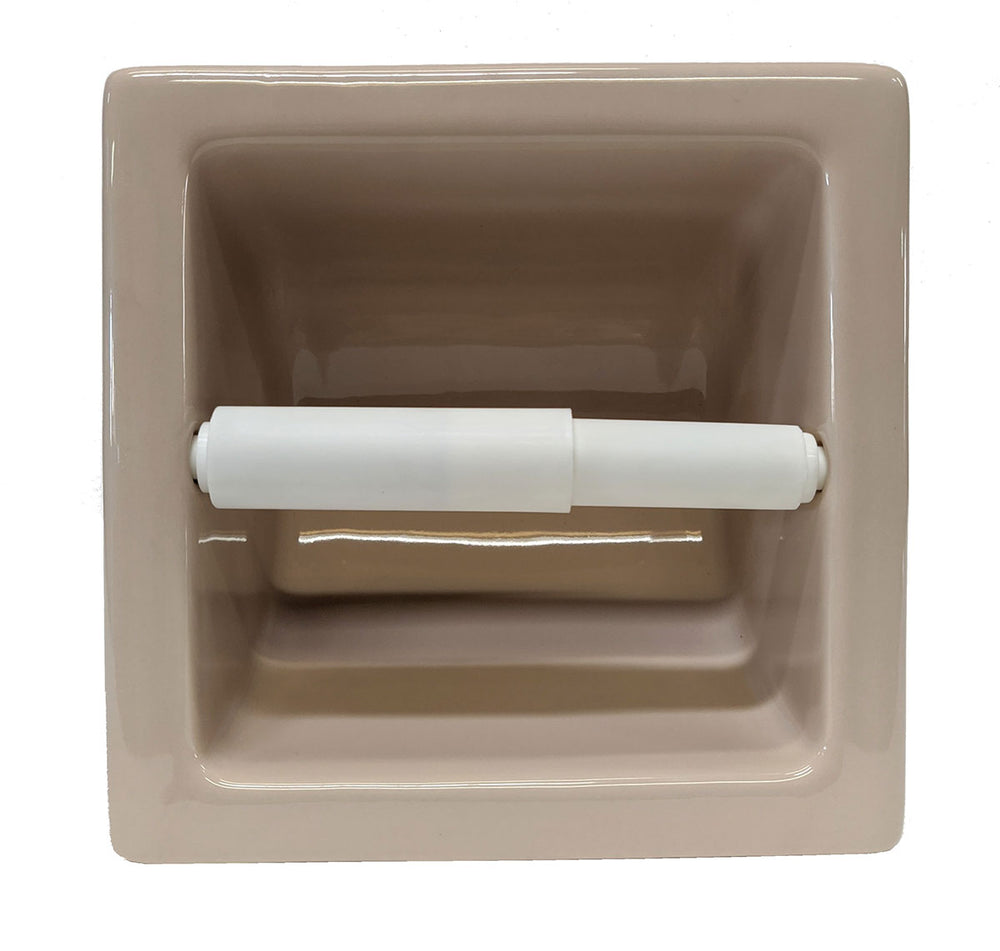 Porcelain Recessed Tissue Holder Parchment Glossy