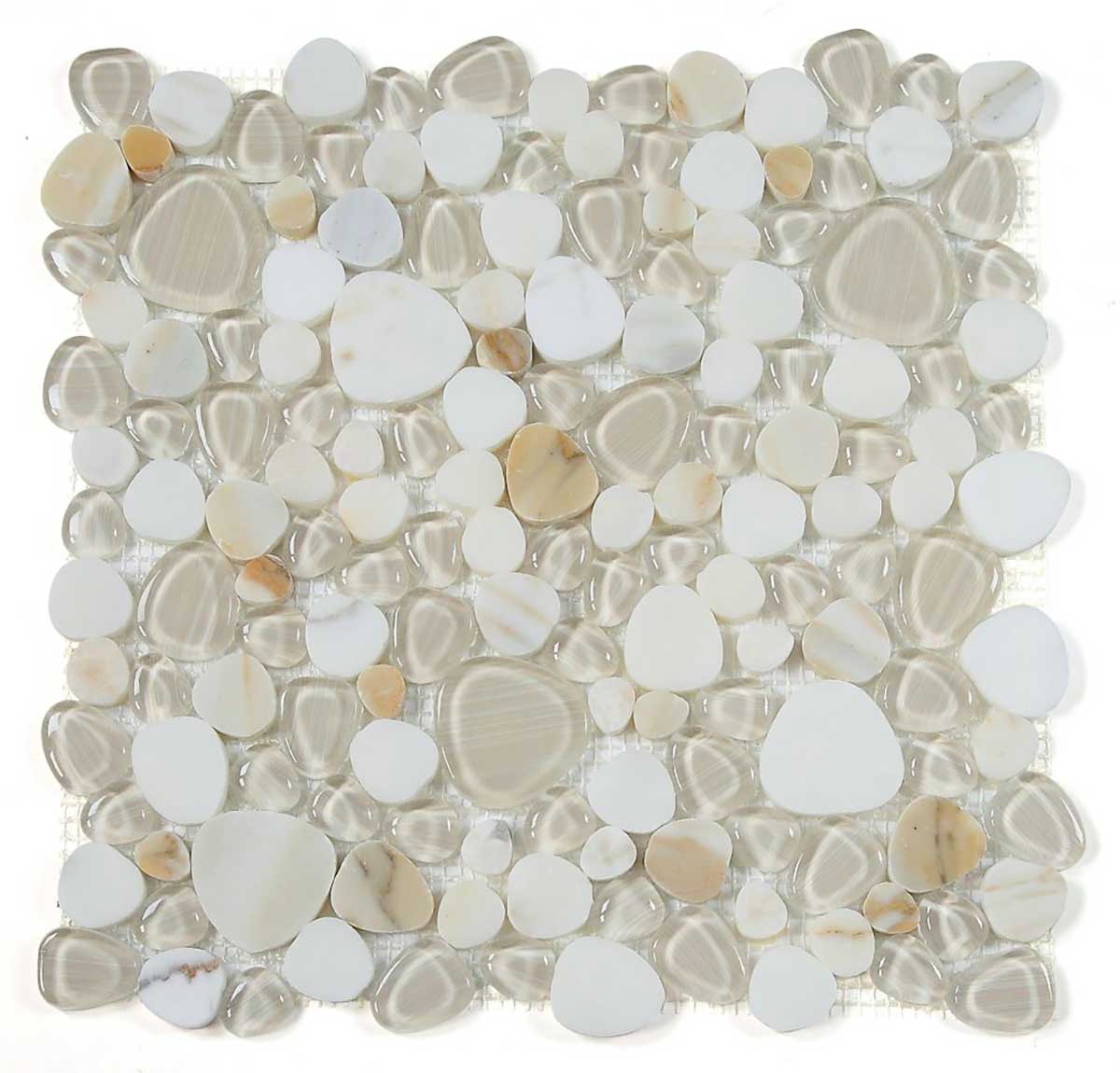 Calacatta Marble and Glass in Pebble look - Gold