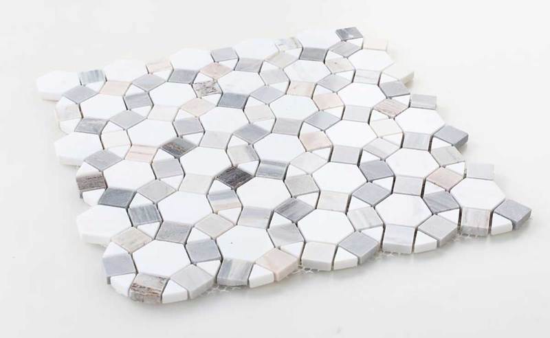 Mosaic Marble Circular Shape - Blue White