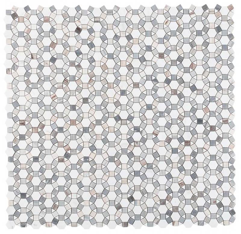 Mosaic Marble Circular Shape - Blue White