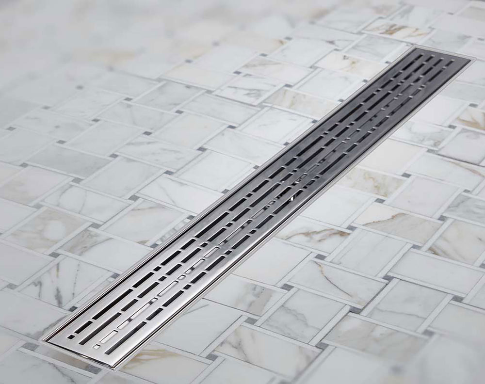 Quartz Linear Shower Drain Mix - Polished Chrome