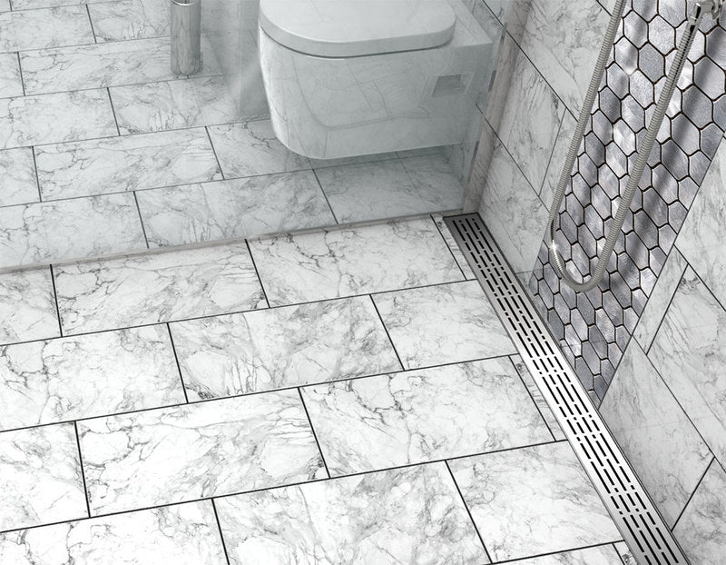 Quartz Linear Shower Drain Mix - Polished Chrome