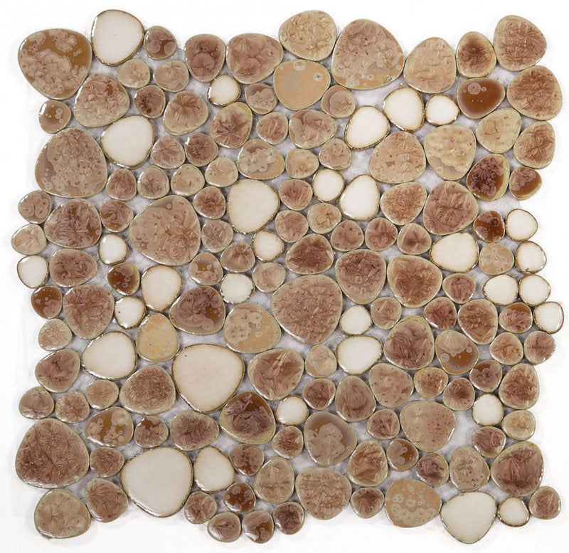 Mosaic Porcelain Tile Mancala Pebble Series - Earth