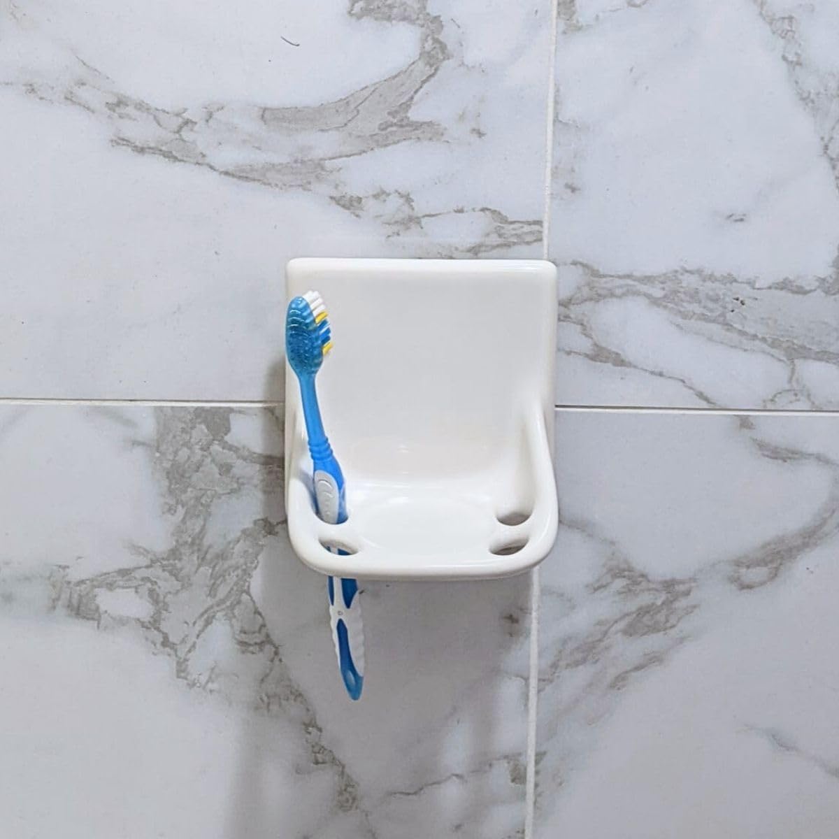 Ceramic Toothbrush Holders for Bathrooms Over Tile Wall Mount Flat Back Tumbler