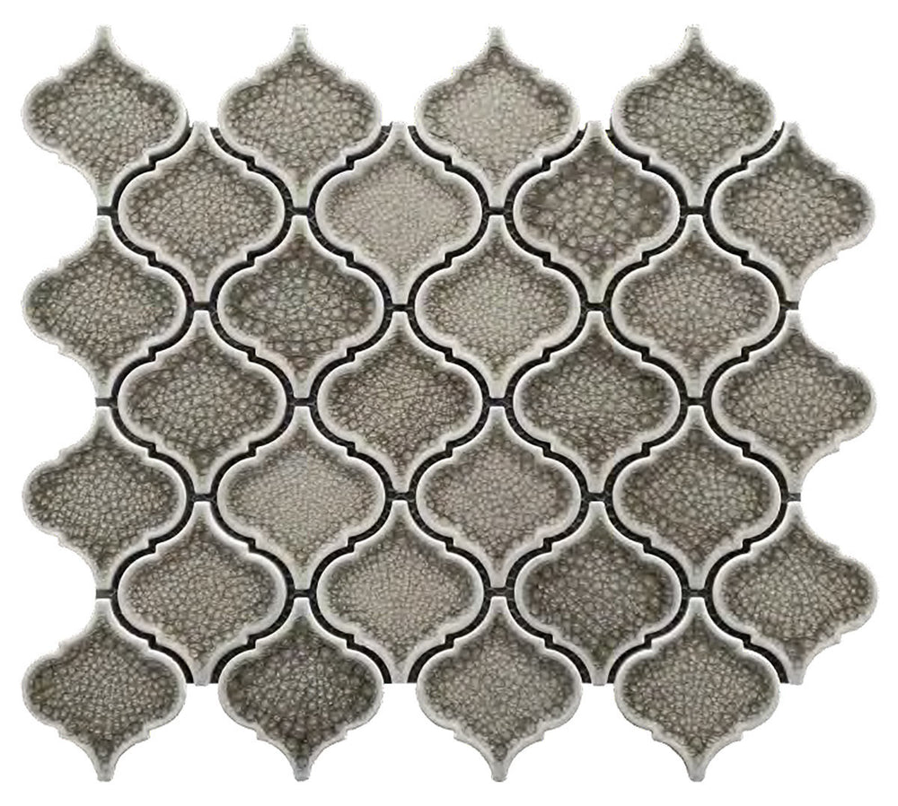 Crackle Glass Porcelain and Glass Arabesque - Cappuccino