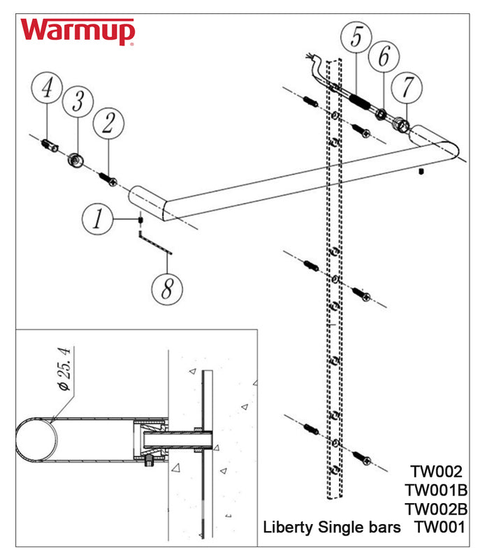 WarmUp Electric Towel Warmers - Liberty Single Bars HTR-002BN