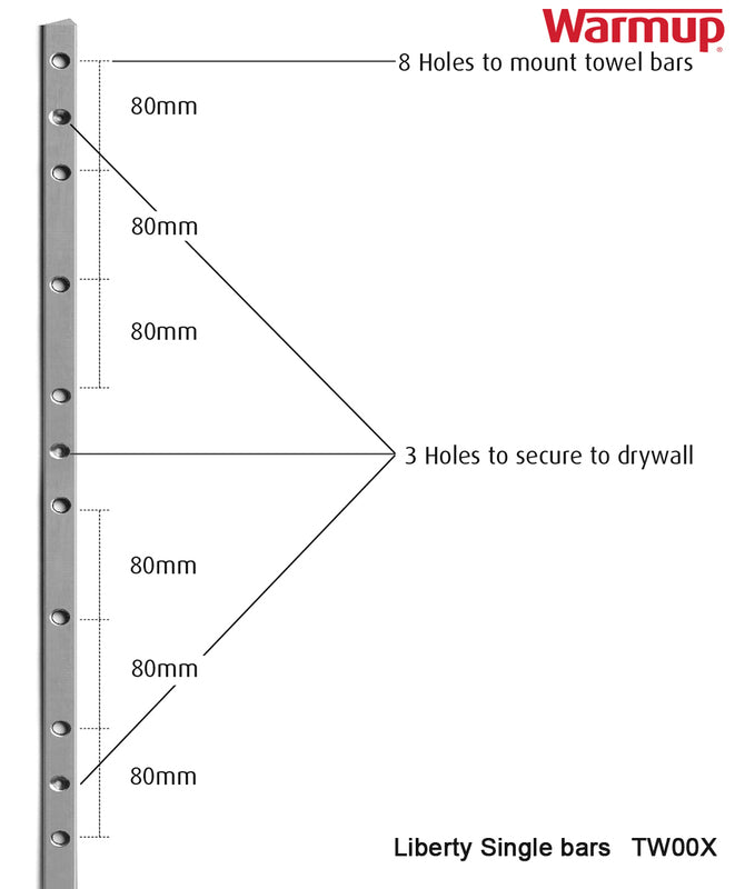 WarmUp Electric Towel Warmers - Liberty Single Bars HTR-002BN