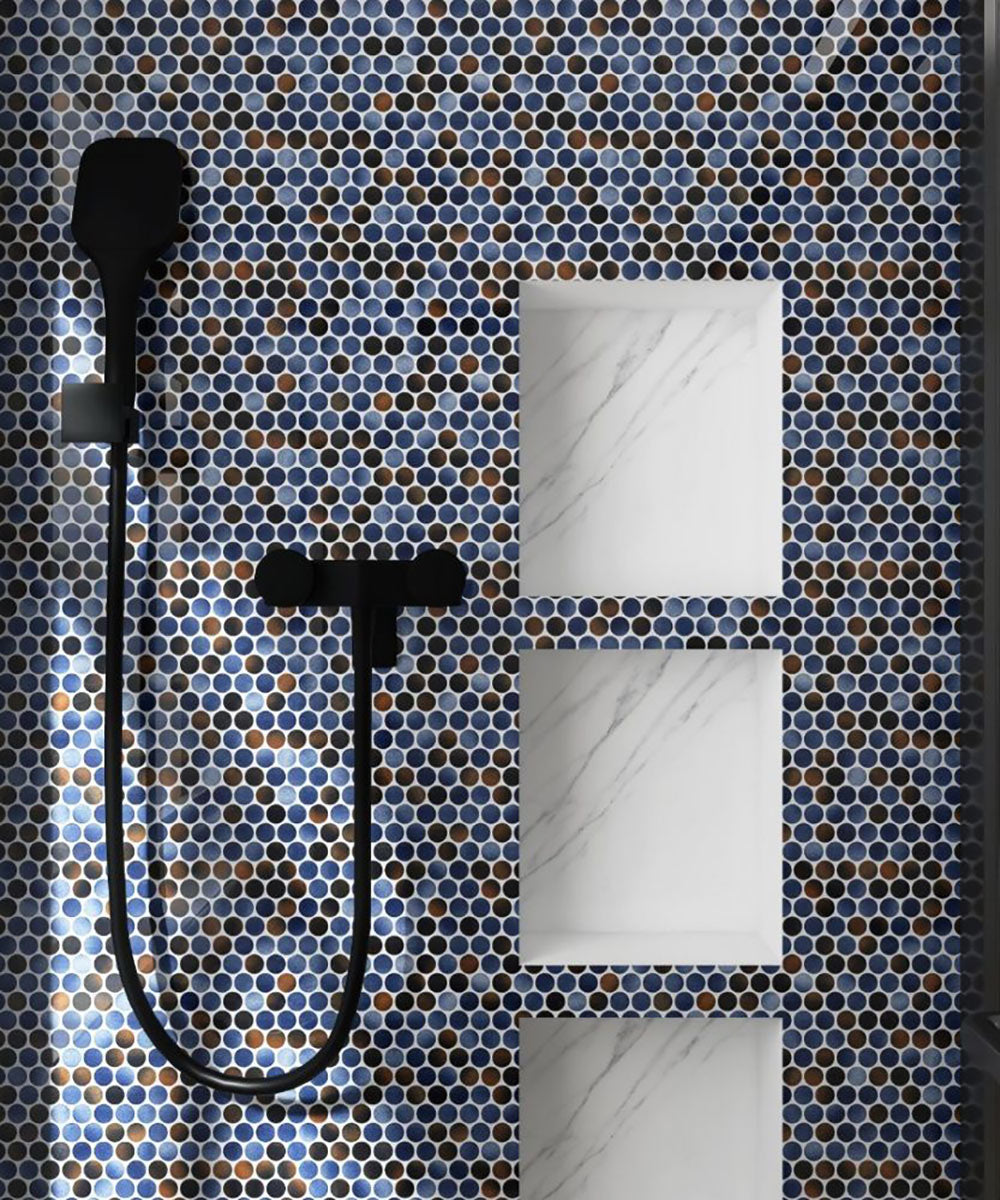Mosaic Handmade Porcelain Penny Round - Shadow