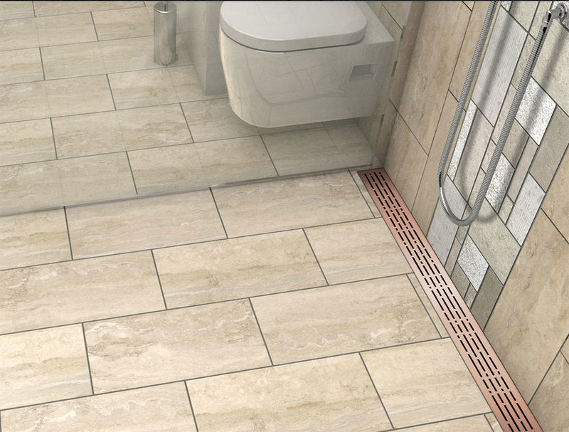 Quartz Linear Shower Drain Mix - Rose Gold