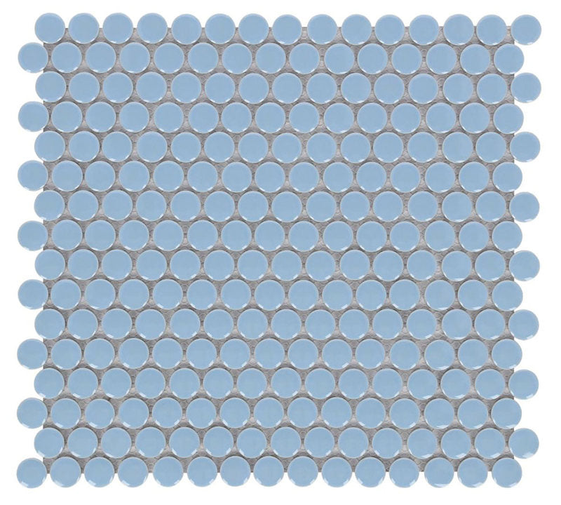 Mosaic Handmade Porcelain Penny Round - Light Blue