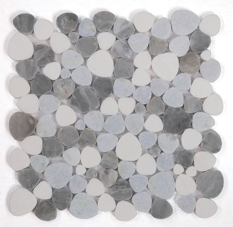 Marble Pebbles Mosaics Heart Shape - Blue Ocean