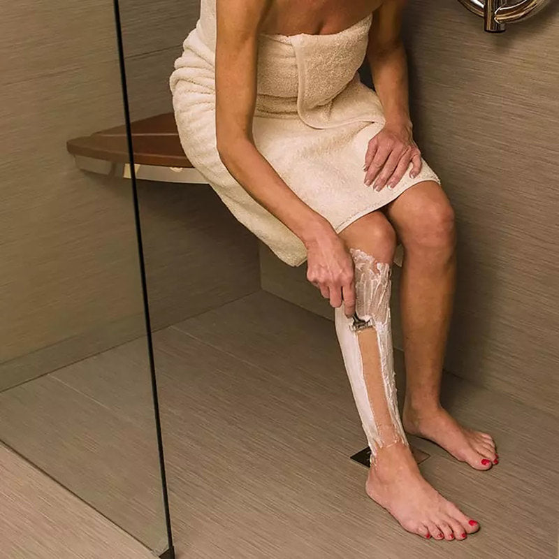 Invisia Bamboo Corner Shower Seat Brushed Stainless
