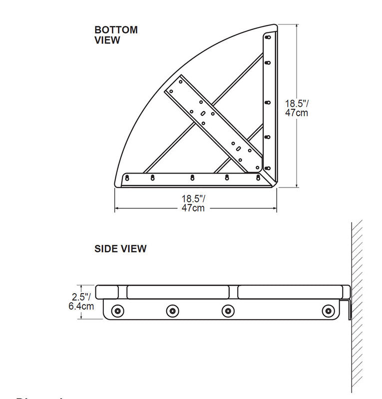 Invisia Bamboo Corner Shower Seat Brushed Stainless