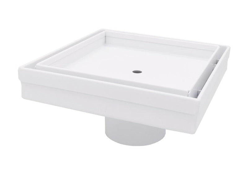 SereneDrains Square Shower Drain Tile Insert Matte White 5 Inch