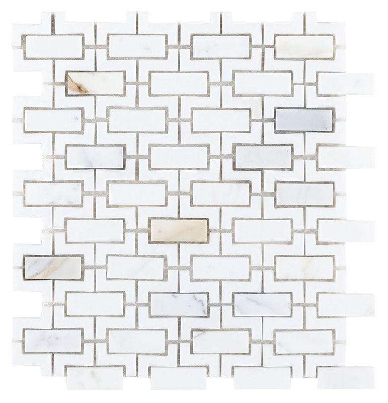 Mosaics Marble Hollow Brick Pattern - White Gold