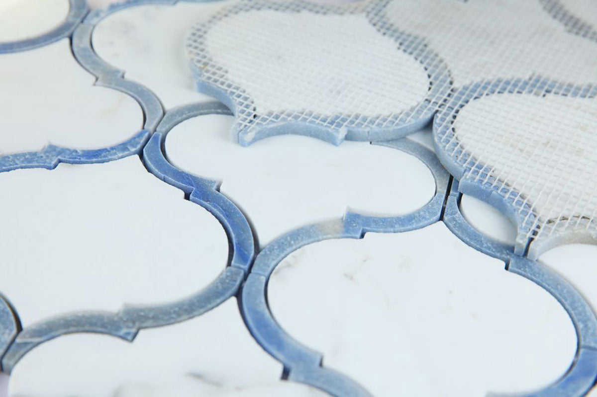 Arabesque Shape Italian Calacatta Marble - Sapphire