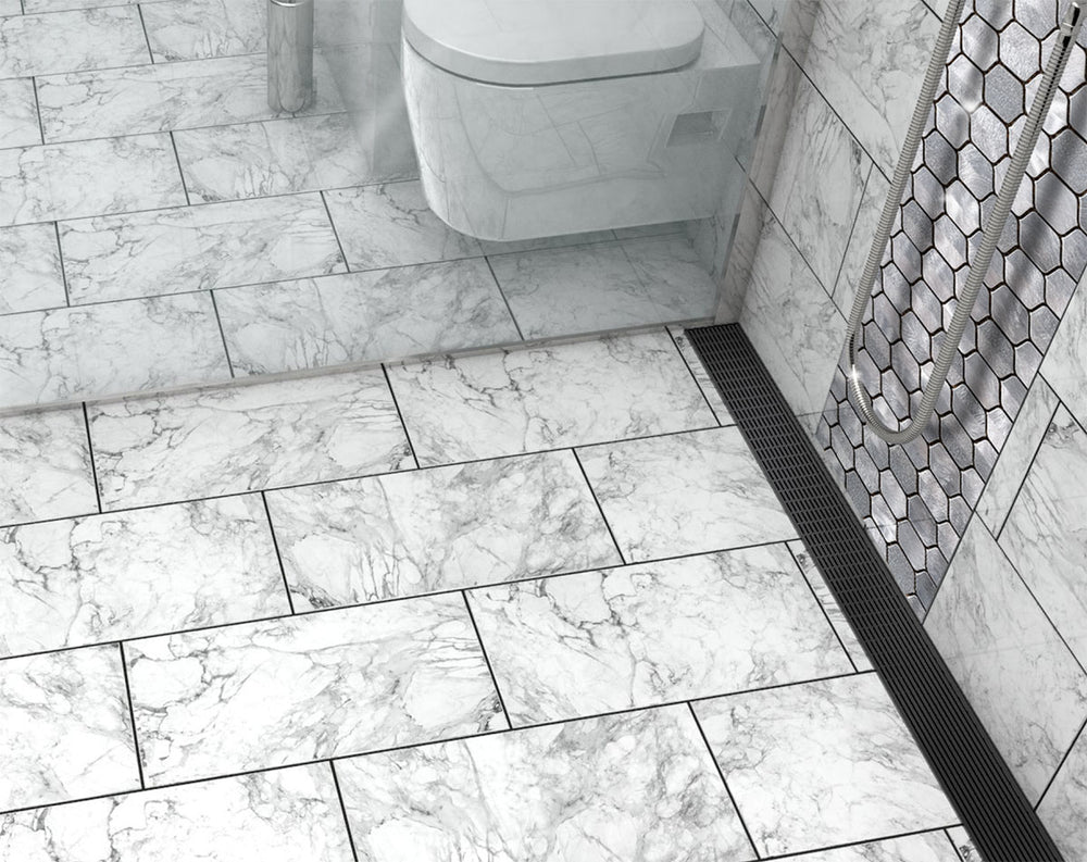 Quartz Linear Shower Drain Matte Black - Linear Wedge 28