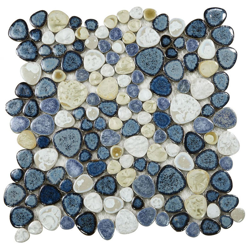 Mosaic Porcelain Tile Mancala Pebble Series - Ocean